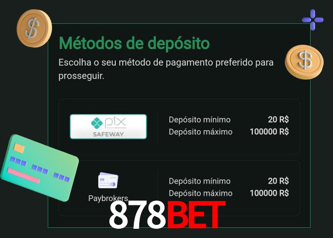 O cassino 878Bet oferece uma grande variedade de métodos de pagamento
